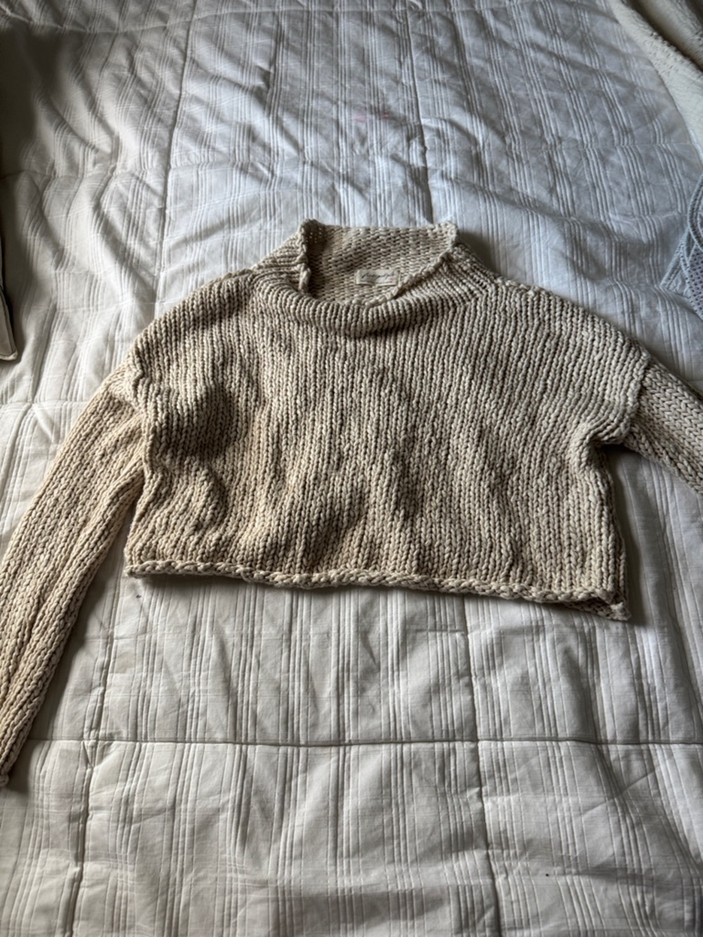 Free People Cropped Cowl Neck Sweater - Beige